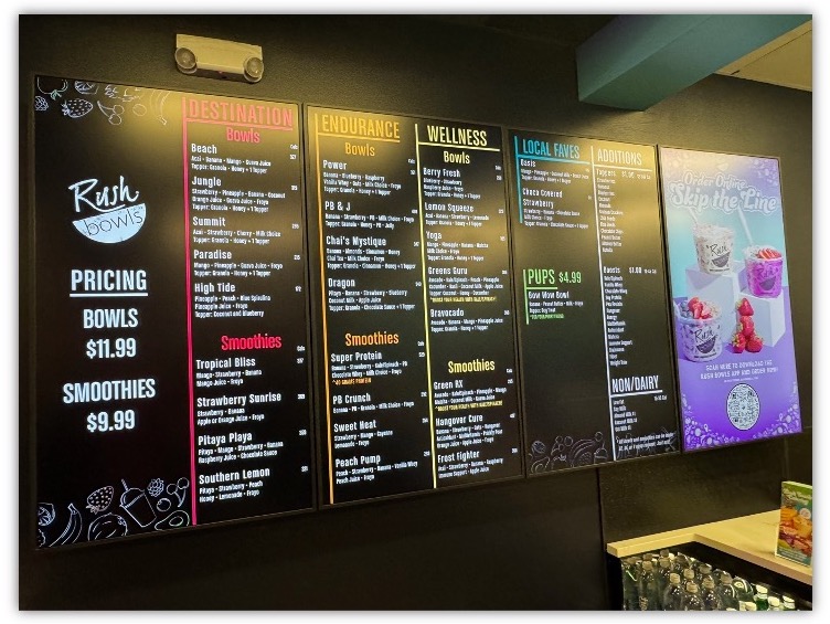Rush Bowls video menu