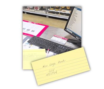 New Eagle password written down in notebook